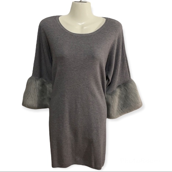 Parkhurst | Faux Fur Sleeve Sweater Dress | M - Picture 1 of 8